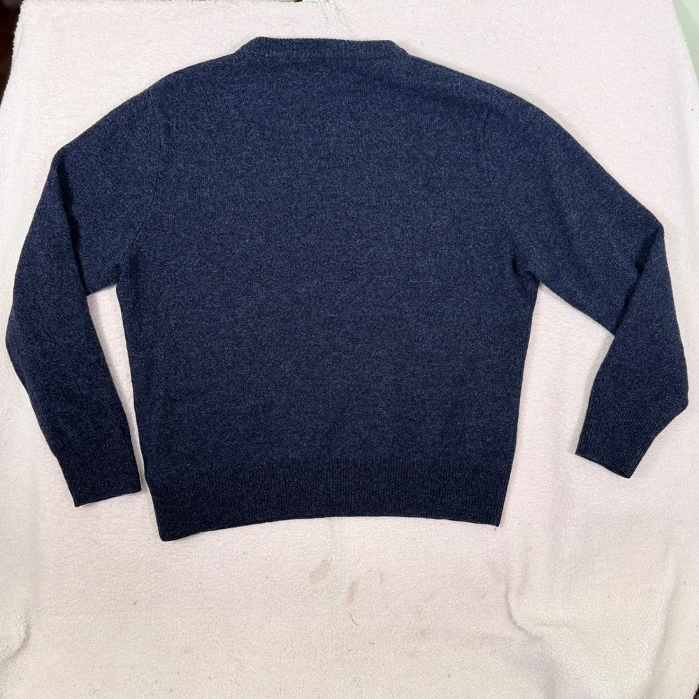 J. Crew Lambswool Winter Crewneck Sweater Heathered Blue Knit Pullover Men Large